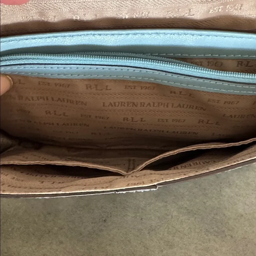 Lauren Ralph Lauren Mullinder Slate Blue Pebble Leather Crossbody Magnetic Flap